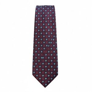 Club Room Men's Burgundy Geometric Silk Necktie Business Formal Casual